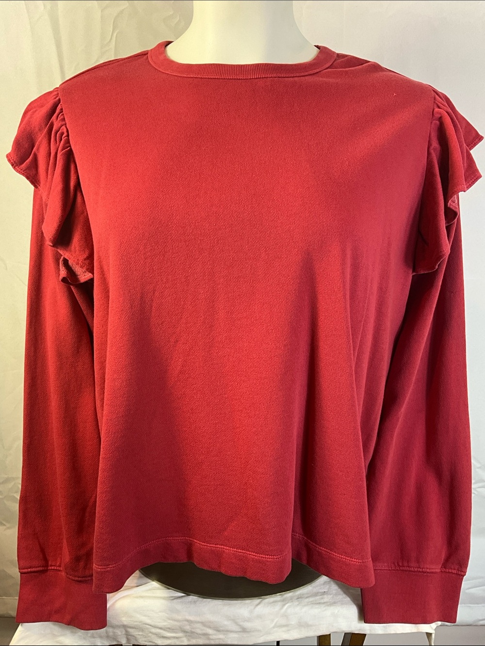 Old Navy Red Long-Sleeve Ruffle Shoulder Sweatshirt Size 3X